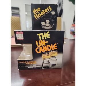 2 Vintage The Un-Candle 5" Old Stock Floating Candle Holders Pyrex. No Wicks‎